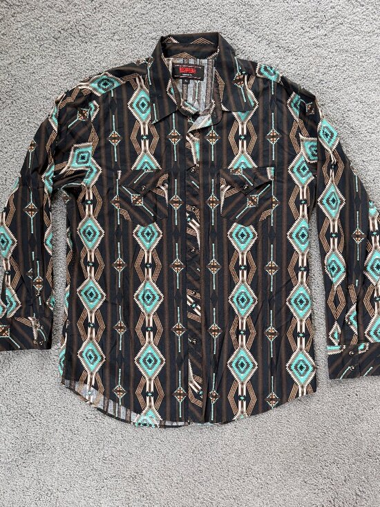 Rock & Roll Denim Other - Rock & Roll Denim Aztec Western Pearl Snap Shirt XL Modern Fit Southwest Black